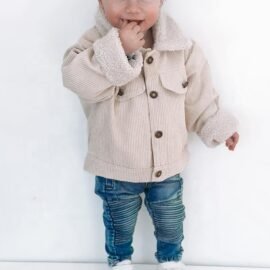 OEM Winter Warm Baby Corduroy Jacket Soft Fleece Lining Unisex Adorable For Kids Coat