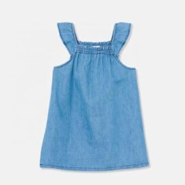 Wholesale Factory Price Custom Summer Dress Sky Blue Denim Dress For Baby Girls