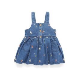 Wholesale Competitive Price Embroidery Animals Denim Dress Baby Girl Dresses