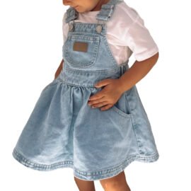 High Quality Summer Dress for Sweet Girls 100% Cotton Sky Blue Denim Dress for Girls