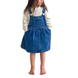 Custom summer cotton denim dress stylish and comfortable girls summer denim dress