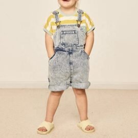 Hot Sale High Quality Vintage Washed Jumpsuit For Boys Girls Unisex Kids Denim Overalls