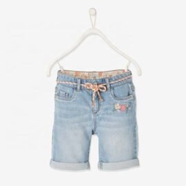 Factory Supply Golden Supply Custom Embroidered Flowers Denim Short For Girls