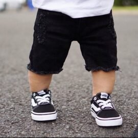 Custom Summer Fashion Black Jean Shorts For Kids Slim Fit Stretchy Soft Boys Shorts