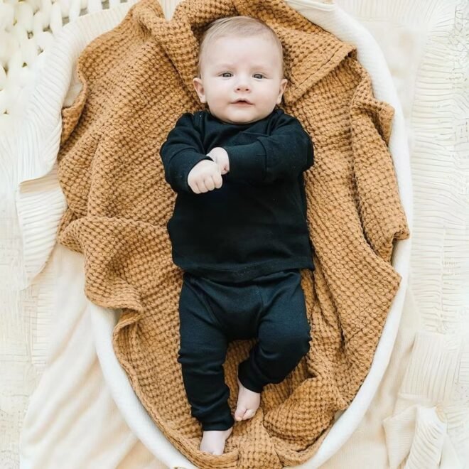 OEM 100% Cotton Sweatshirt and Pant Set 2pic Baby Tracksuits - Image 2