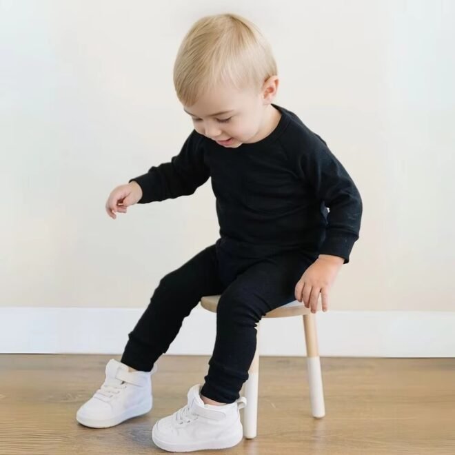 OEM 100% Cotton Sweatshirt and Pant Set 2pic Baby Tracksuits - Image 4