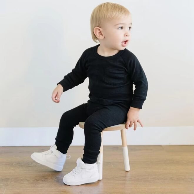 OEM 100% Cotton Sweatshirt and Pant Set 2pic Baby Tracksuits - Image 5