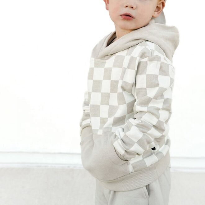 Custom Checkered Pocket Sweatshirt Baby Hoodies - Image 3