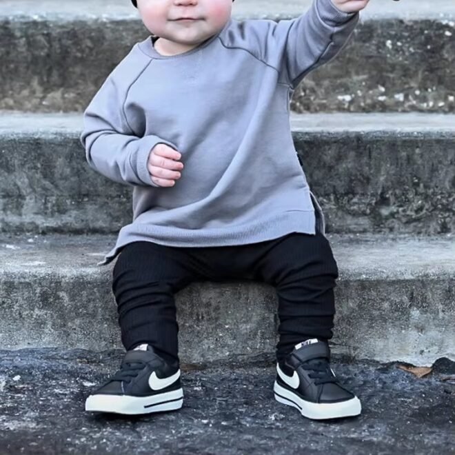 Custom Logo Soft Kids Top Cotton Knitted Hoodies - Image 5
