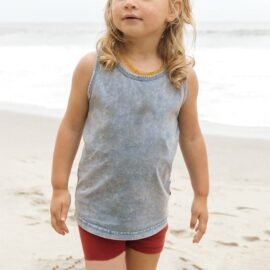 Standard Factory Price Acid wash Vest Child Tank Top Set