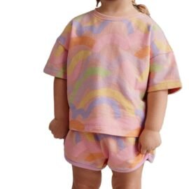 kids clothes set girls 8-12 years of age girls cloths set pink T-Shirts And Short