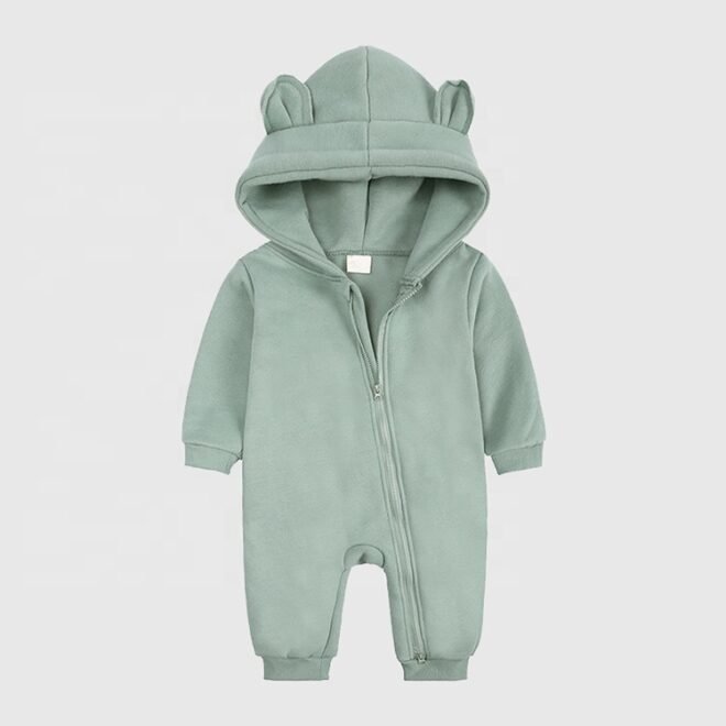 Custom 100% Cotton Soft Zip Romper For Infant Baby - Image 5