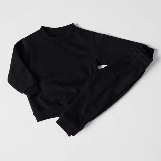 Custom  solid plain stray bape sweatshirts and sweatpants kids hoodies set - Image 4