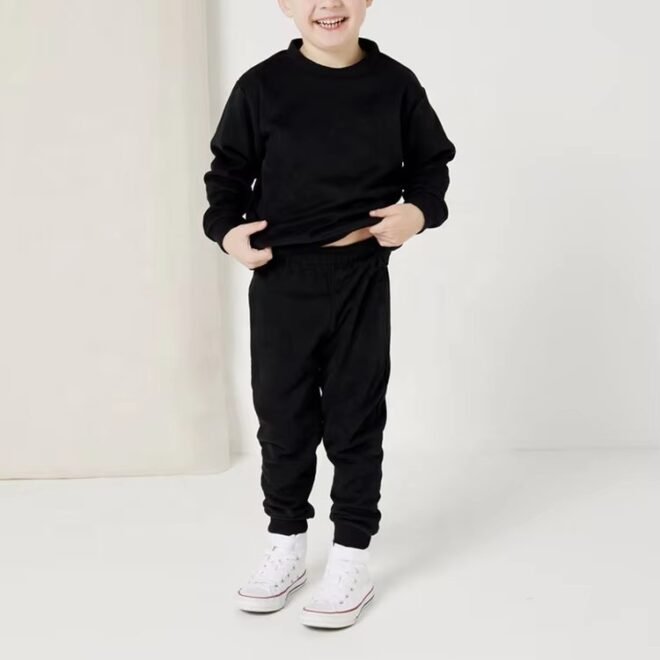 Custom  solid plain stray bape sweatshirts and sweatpants kids hoodies set - Image 2
