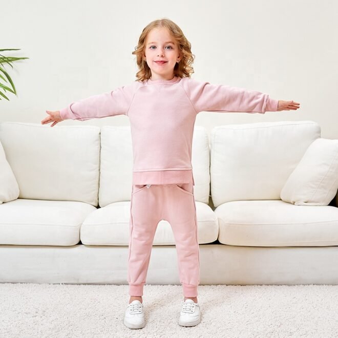 Custom Cotton Sweatpants Kids Clothes Set - Image 2