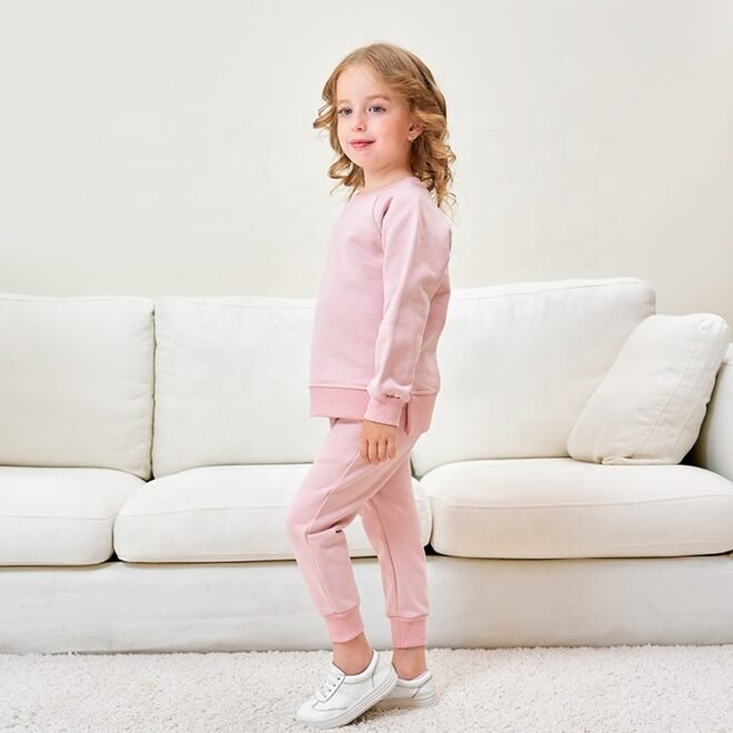 Custom Cotton Sweatpants Kids Clothes Set - Image 3