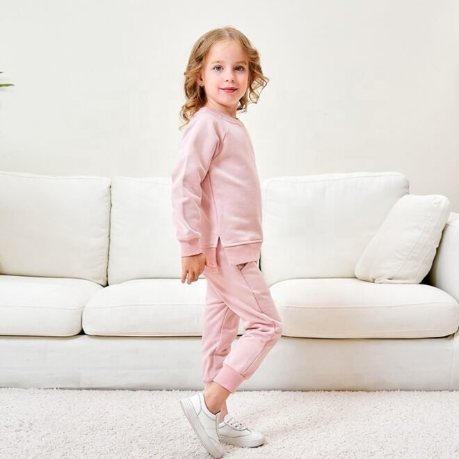 Custom Cotton Sweatpants Kids Clothes Set - Image 4