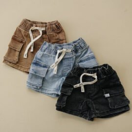 Custom acid wash denim short 100% cotton cargo shorts with ample pocket