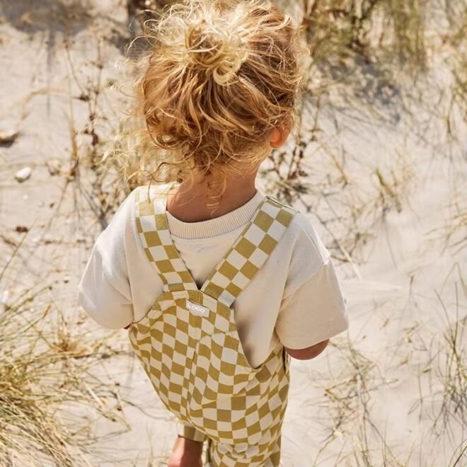 Custom Checkerboard Printing Kids Overalls - Image 6