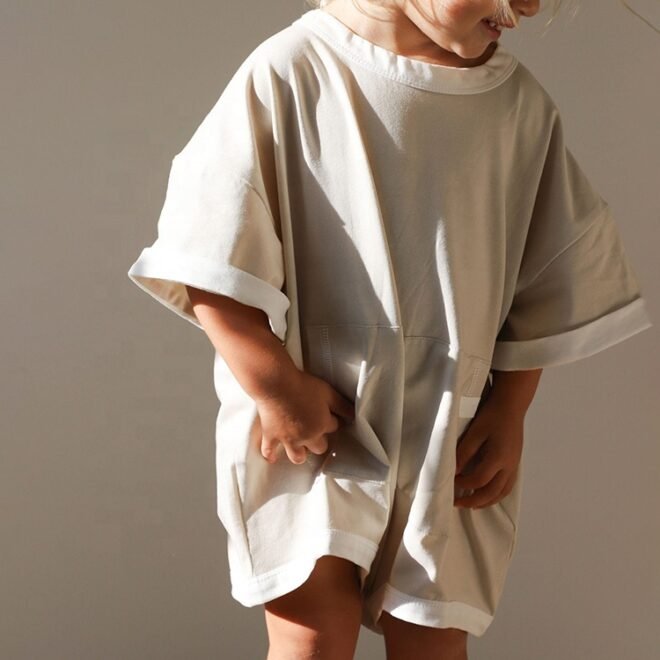 Customized Casual Oversized Fit Half Sleeve Plain Baby T-SHIRT ROMPERS - Image 2