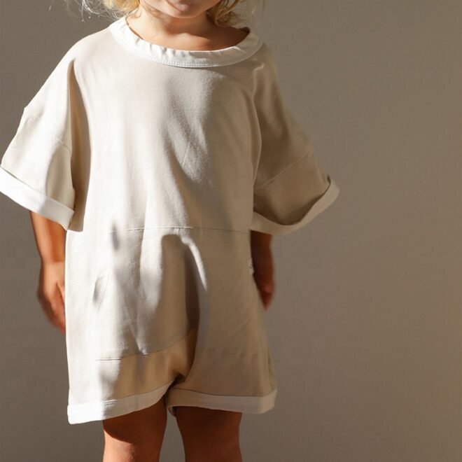 Customized Casual Oversized Fit Half Sleeve Plain Baby T-SHIRT ROMPERS - Image 4