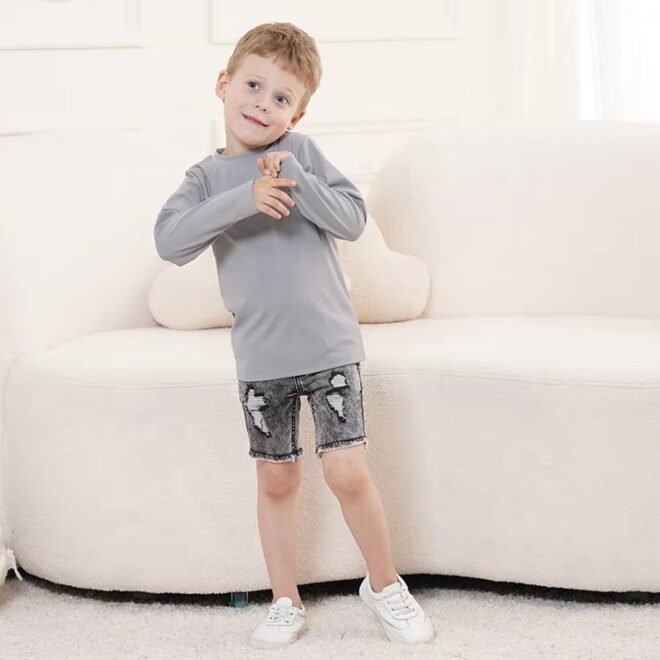 Custom Kids Plain Soft Tops Beach Cloth Sunscreen Quick-Drying Boys T-shirts - Image 3