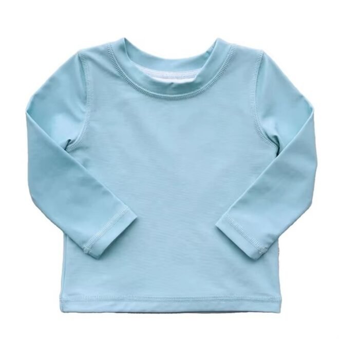 Custom unisex Children Quick-drying sun and chlorine resistant fabric long sleeve rash guard kids shirt - Image 4