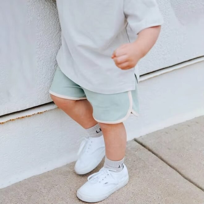 Factory Custom Knitted Short Sleeve Casual Toddler Baby T-Shirts - Image 2