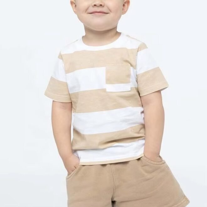 Factory price novel design custom unisex striped baby t-shirts - Image 4