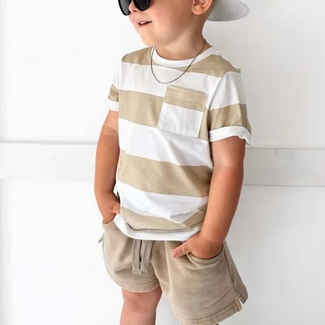 Factory price novel design custom unisex striped baby t-shirts - Image 5