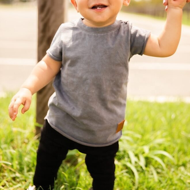 Custom 100% cotton unisex baby boys clothes plain t-shirts - Image 4