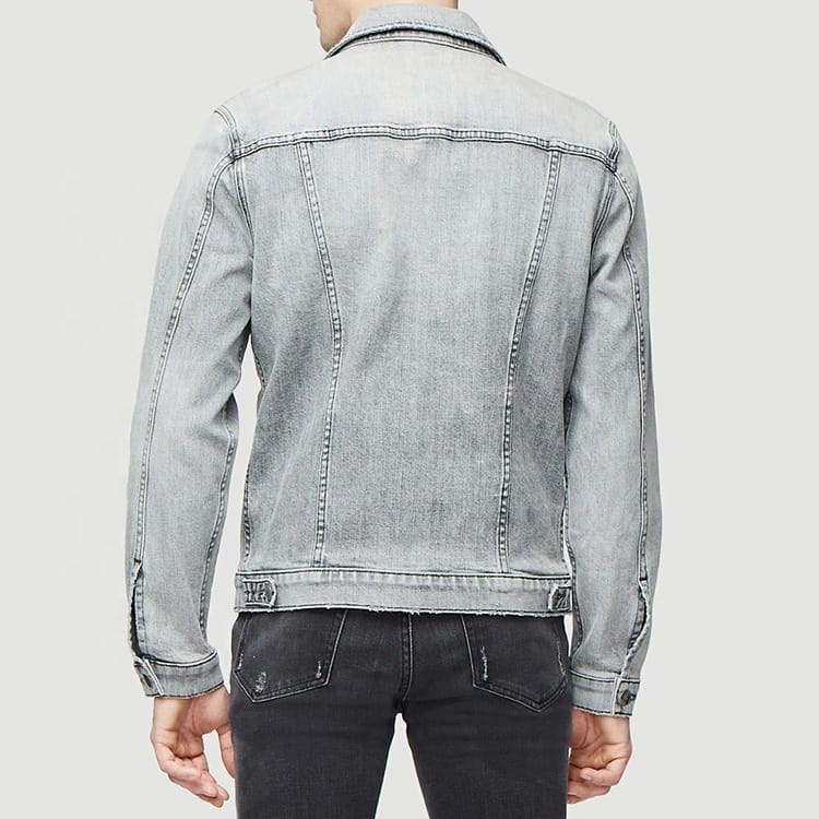 Custom Embroidered Logo Vintage Autumn Cotton Spandex Denim Coats Men Jean Jackets - Image 3