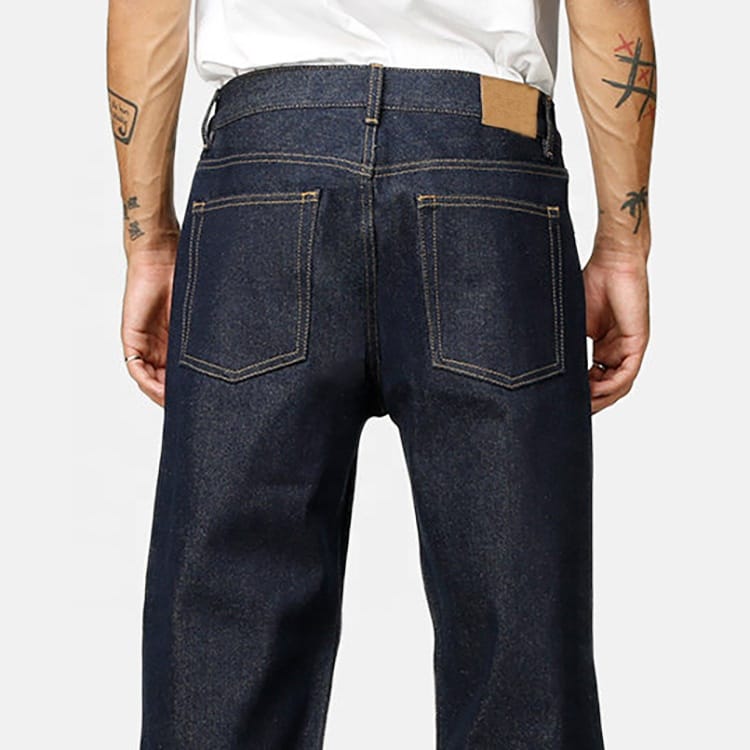 Custom Cotton Spandex Unwash Original Raw Fashion Selvedge Denim Men's Jeans - Image 4
