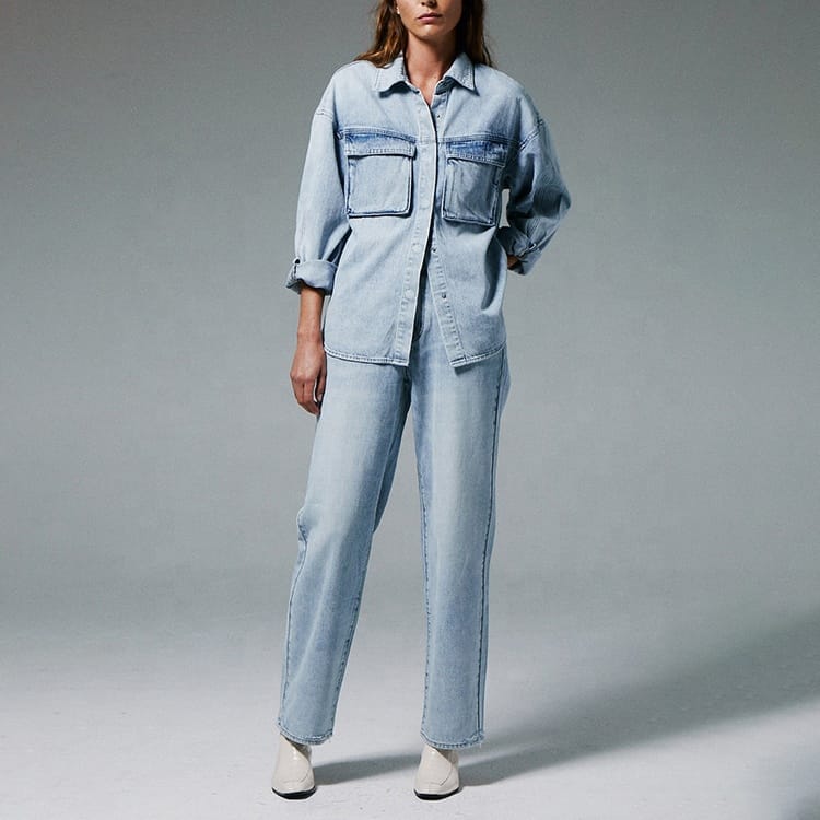 Custom Women's Cotton Denim Jackets with Pockets - Image 5