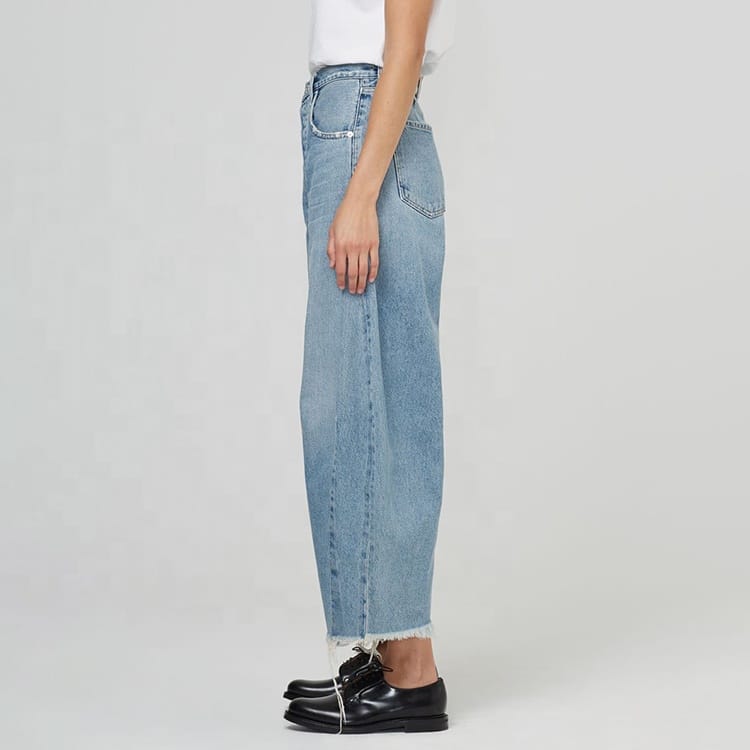 Custom Curved Wide Leg Women Denim Jeans - Image 5