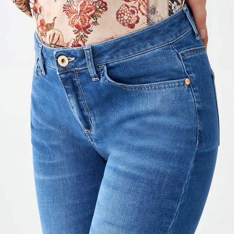 Custom Stretchy Raw Hem Flare Denim Women Jeans - Image 6