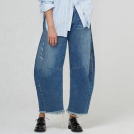 Custom Curved Wide Leg Women Denim Jeans