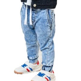 Custom Best Selling Blue Wash Comfortable Stretch Pants Kids Jogger Boys Jeans