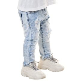 Wholesale High Quality Custom Fabric Black Boys Stretch Slim Fit Denim Pants Kids Jeans