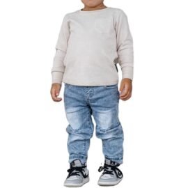 OEM Service Casual Pants All Seasons Straight Relaxed Fit Distressed Denim for Kids Jeans