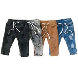 New style boys clothing denim distressed slim fit soft stretch denim trousers jeans pants for Children