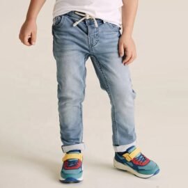 Fashion unisex boys pants toddler slim fit skinny rip jeans distressed denim jeans elastic waistband jeans for boys