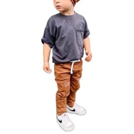 Custom Khaki Denim Jean Pants For Kids Slim Fit Full Length Casual Ripped Boys Jeans