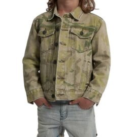 China Custom Single Button Children Jeans Jacket Fashion Kids Boy’s Camo Denim Jacket