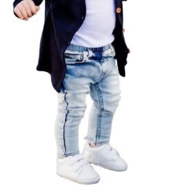 Hot Selling Acid Wash Denim Jeans For Kids Cotton Soft Stretch Blue Denim Kid’s Jeans