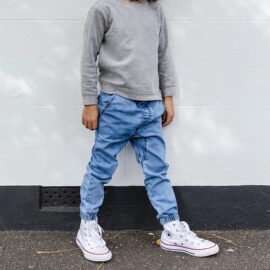 Custom Cotton Skinny Baby Girl Light Blue Biker Denim Pants Toddler Boys Kids Jeans