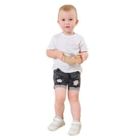 Customization Summer Unisex Elastic Ripped Design Kids Denim Shorts