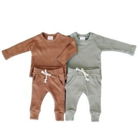 INS Fashion Clothes Cotton Two Piece Set For Baby Boy Ribbed Two Pocket Boys clothing Set