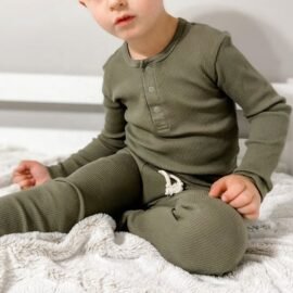 High-Quality Winter Custom Boys Solid Color Spandex Organic Cotton Baby Clothing Sets