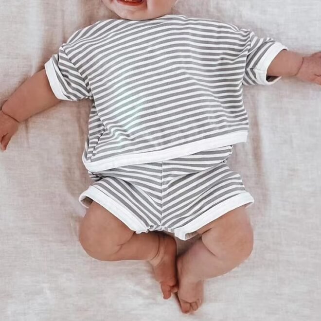Custom Summer Unisex Infants & Toddlers Cotton Soft  Striped Set - Image 3